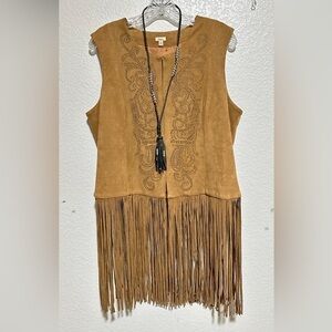 REBA Western Brown Faux Suede Studded Vest Jacket -Rodeo NFR  - Large EUC